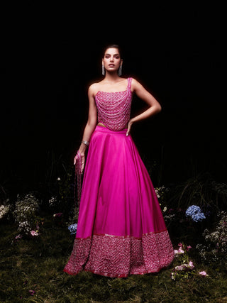 The Carmine Lehenga